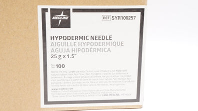 Medline SYR100257 Hypodermic Ndle 25g x 1.5Inch - Box of 100